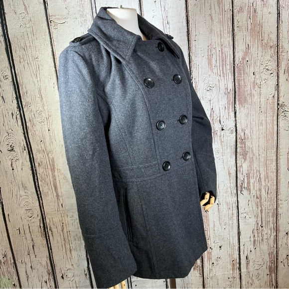 MICHAEL by Michael Kors Wool Blend Grey Pea Coat Winter Jacket Size Large EUC - Picture 7 of 14